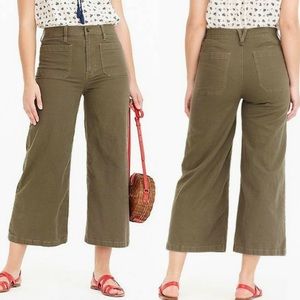 J. Crew Point Sur washed wide-leg crop pant in Loden Green